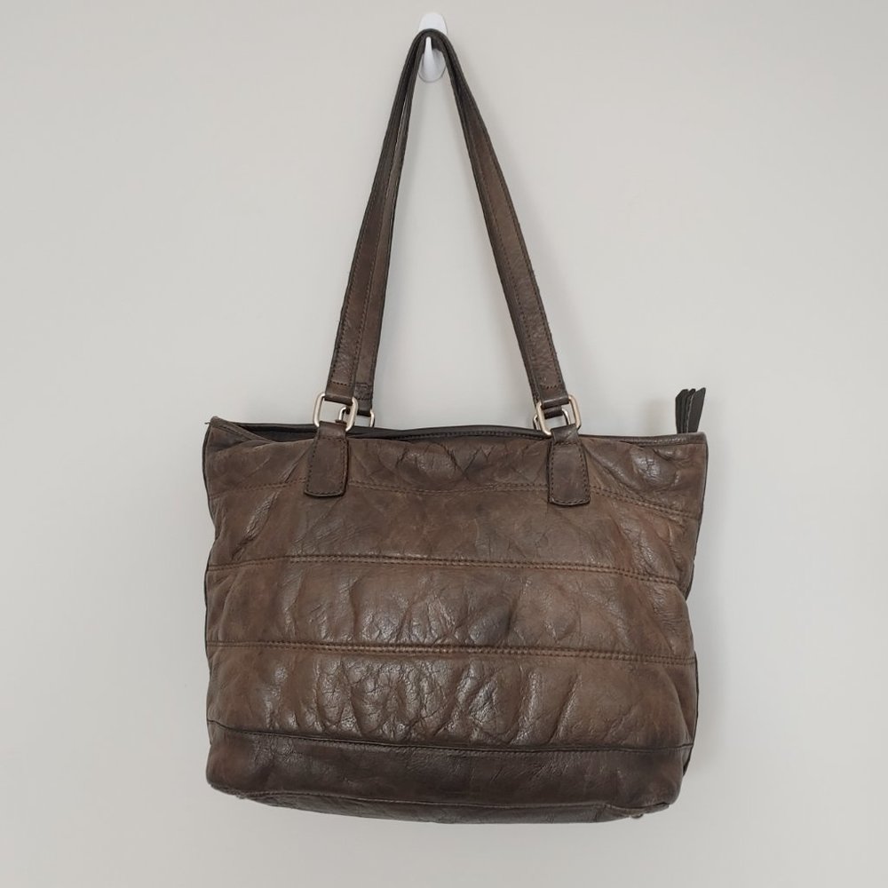 Amber Rose Pieced Patchwork Brown Leather Hobo Bag - image 2